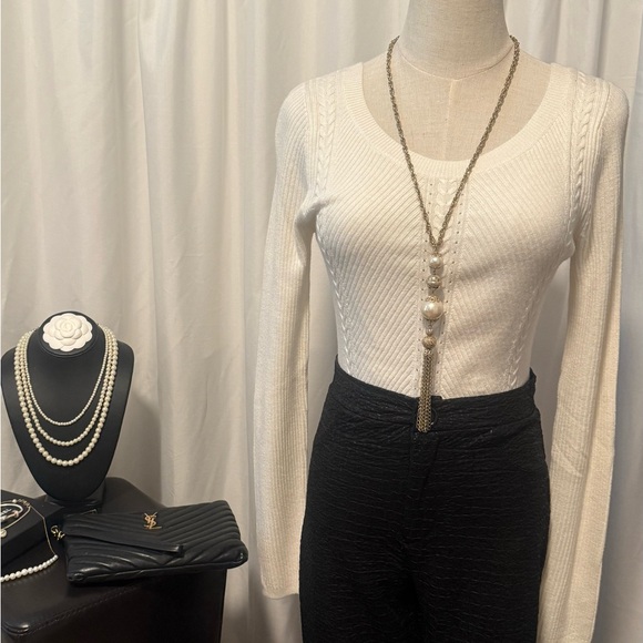 Express | Sweaters | Nwt White Ribbed Express Sweater | Poshmark